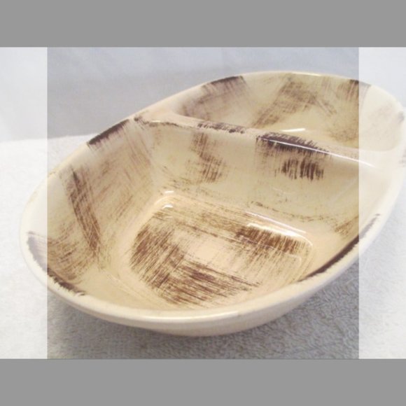 Vintage 11" Vernon Kilns Vernon Ware Barkwood Oval Divided Vegetable Bowl - Picture 3 of 7